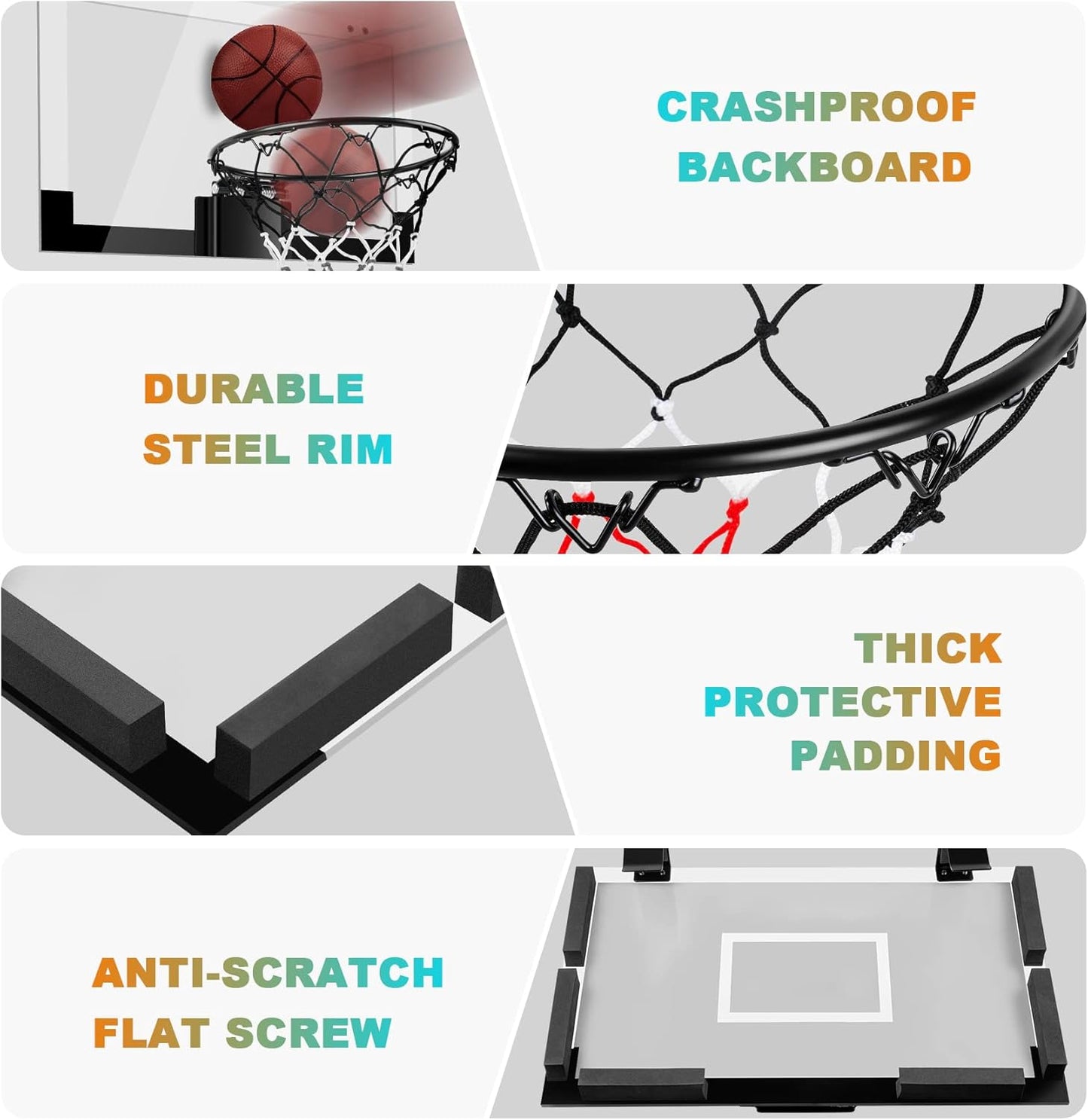 Indoor Basketball Hoop Boys Gifts for Teens and Adults Door Room Basketball Hoop Mini Hoop with Electronic Scoreboard, 3 Balls and Batteries Basketball Toys for 8 9 10 11 12