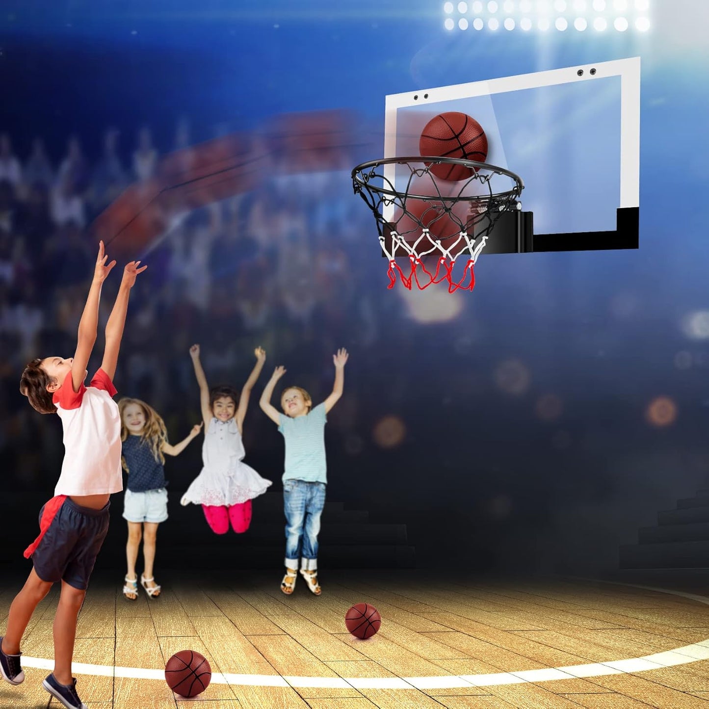 Indoor Basketball Hoop Boys Gifts for Teens and Adults Door Room Basketball Hoop Mini Hoop with Electronic Scoreboard, 3 Balls and Batteries Basketball Toys for 8 9 10 11 12